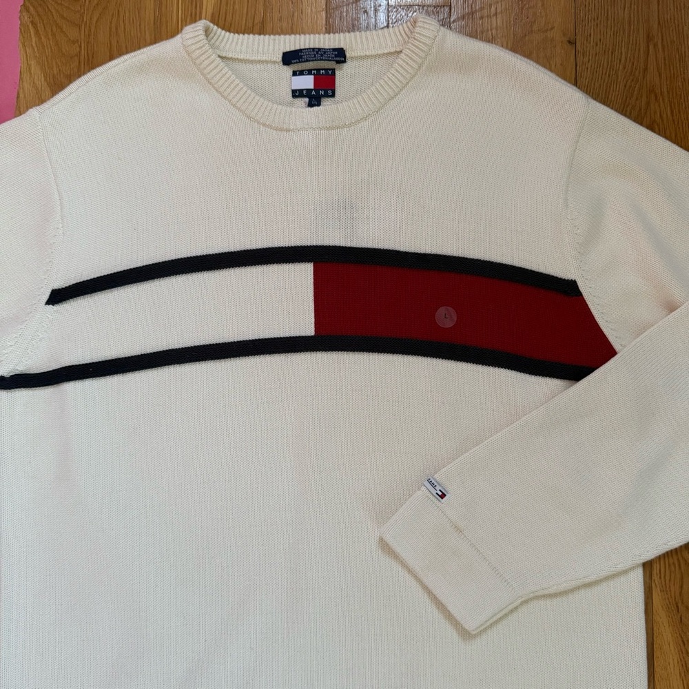 *NWT* MEN'S Vintage 90s/Y2K Tommy Jeans Japan Hilfiger Logo Crew Neck Sweater L - Picture 3 of 16